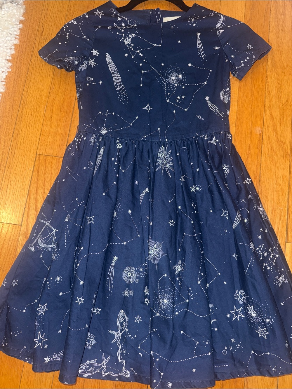 Lands' End Navy Constellation Print Short Sleeve Dress
